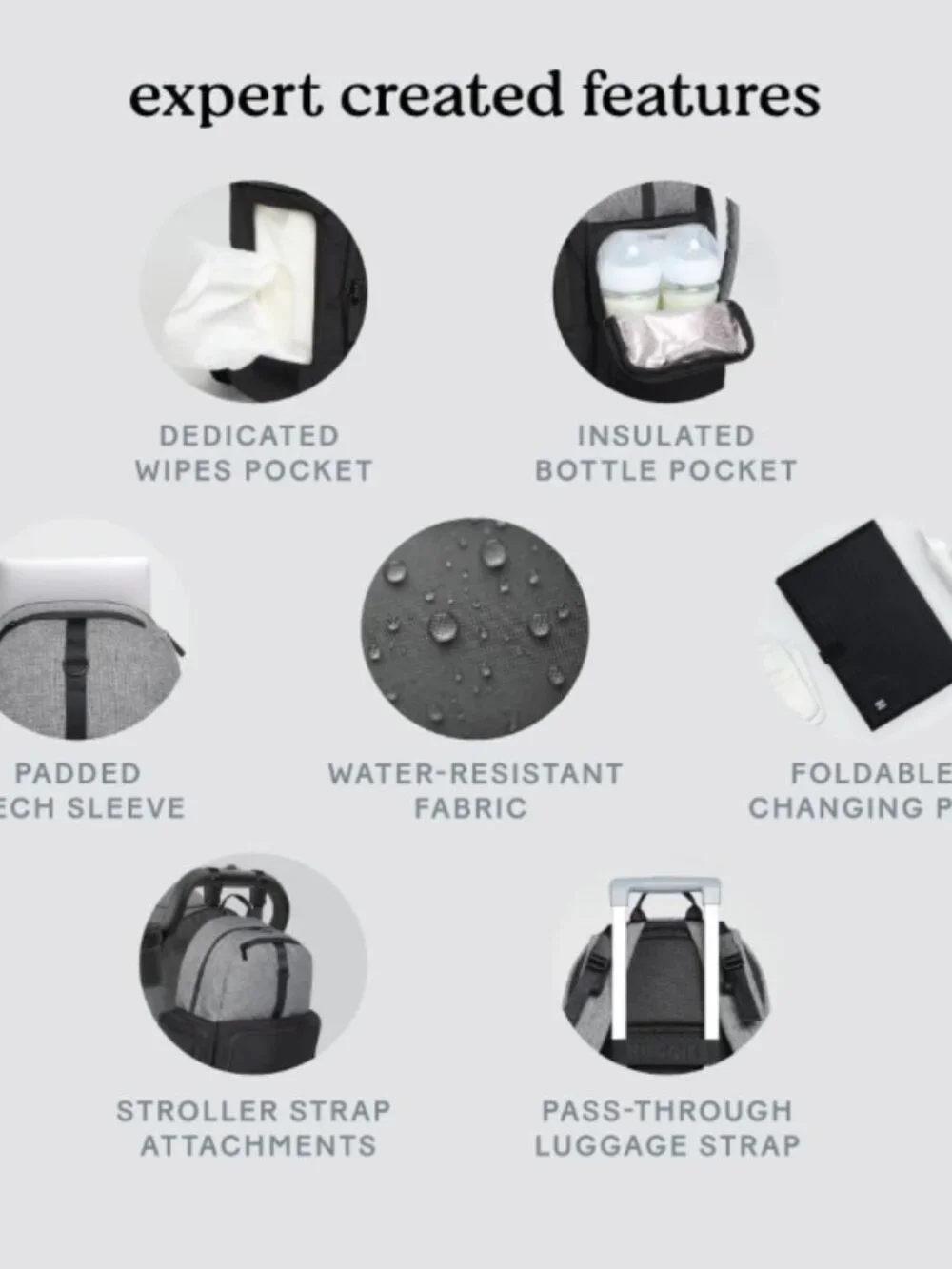 HUGGIES Unisex-adult Day Pack Diaper Backpack, Dark Grey Heather/Black, One Size